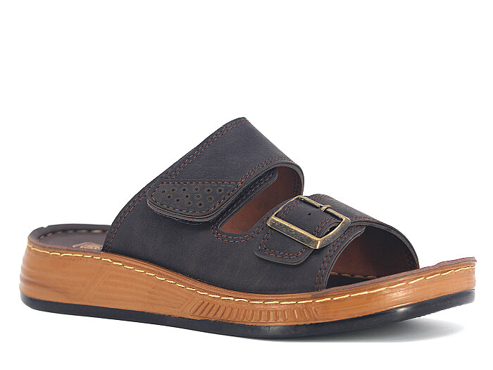 Oscar Merdane M-4101Çift Toka Kutulu Günlük Terlik Kahve - 1