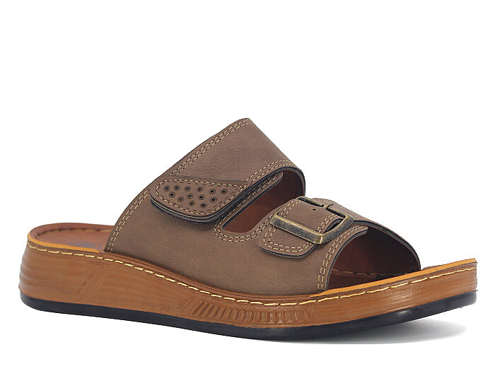 Oscar Merdane M-4101Çift Toka Kutulu Günlük Terlik Vizon - Oscar