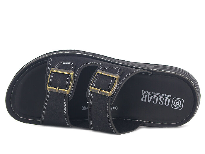 Oscar Merdane M-4102 Çift Toka Günlük Terlik Siyah - Oscar (1)