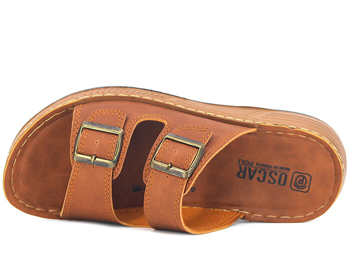 Oscar Merdane M-4102 Çift Toka Günlük Terlik Taba - 2