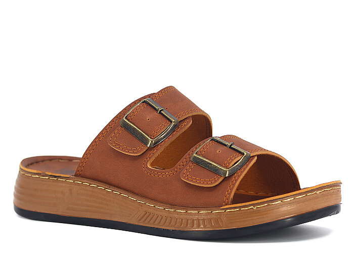 Oscar Merdane M-4102 Çift Toka Günlük Terlik Taba - Oscar