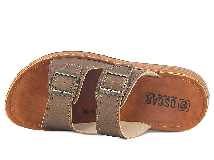 Oscar Merdane M-4102 Çift Toka Günlük Terlik Vizon - 2