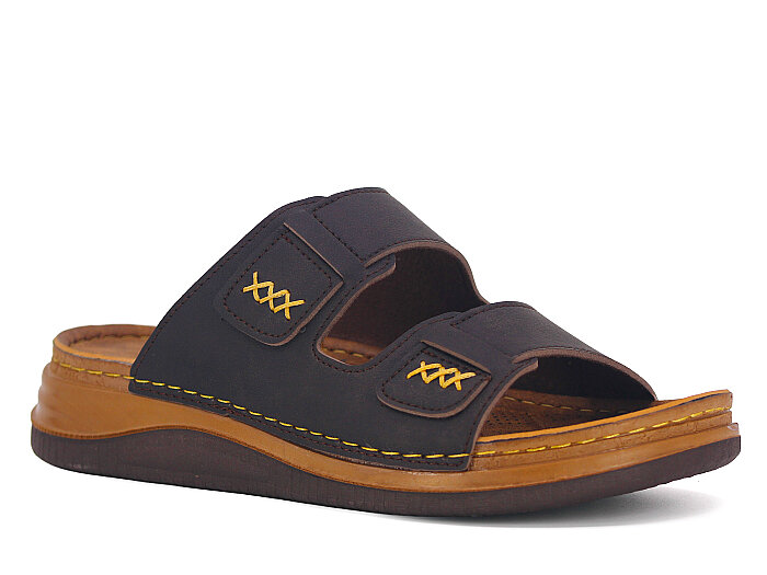 Oscar Merdane M-5101 Çift Toka Günlük Terlik Kahve - Oscar