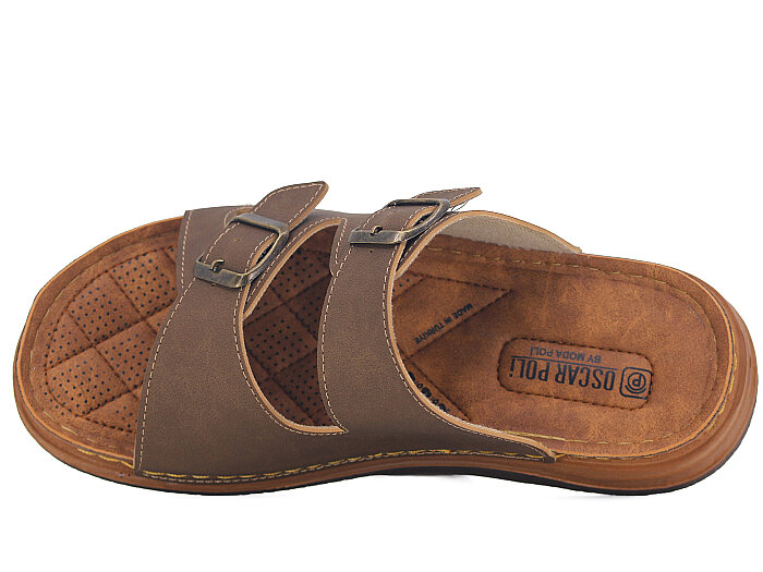 Oscar Merdane M-5103 Çift Toka Günlük Terlik Vizon - Oscar (1)