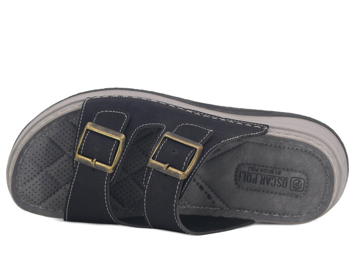 Oscar Merdane M-5104 Çift Toka Günlük Terlik Siyah - 2