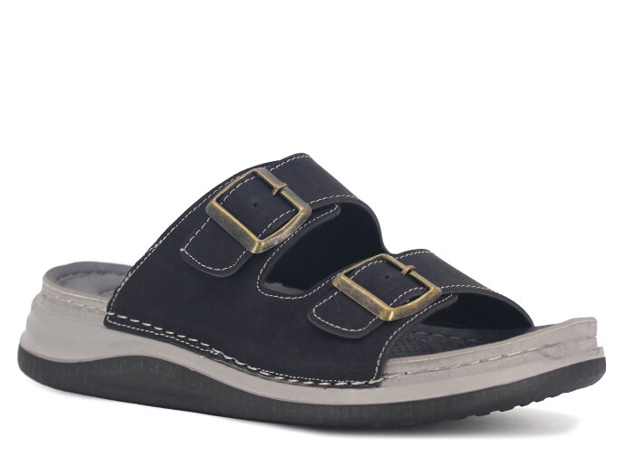 Oscar Merdane M-5104 Çift Toka Günlük Terlik Siyah - 1