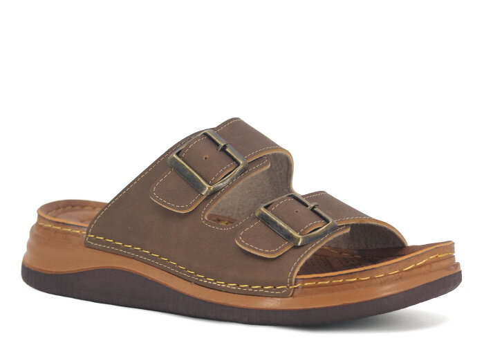 Oscar Merdane M-5104 Çift Toka Günlük Terlik Vizon - 1