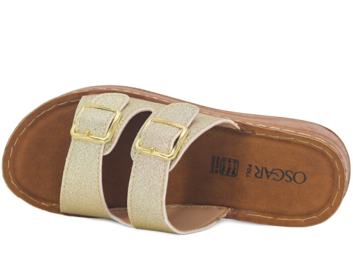 Oscar Zenne Z-354 Çift Toka Günlük Terlik Altın - 2
