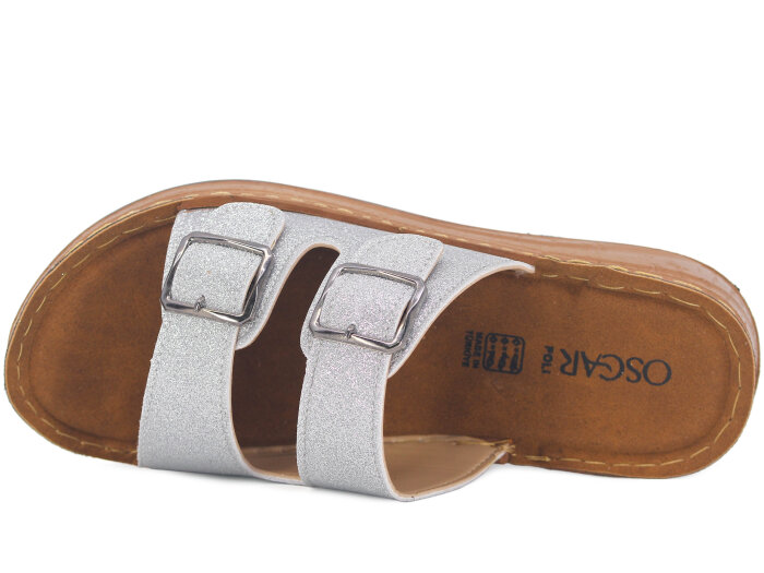 Oscar Zenne Z-354 Çift Toka Günlük Terlik Gümüş - Oscar (1)