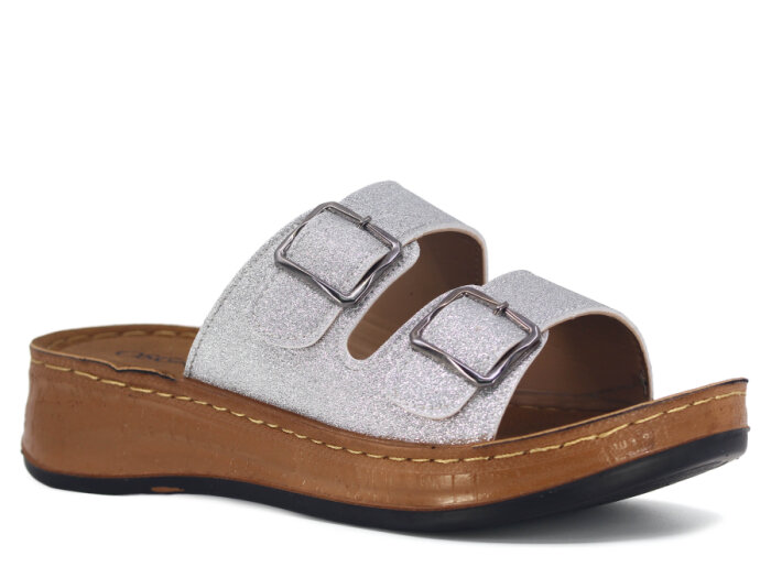 Oscar Zenne Z-354 Çift Toka Günlük Terlik Gümüş - 1