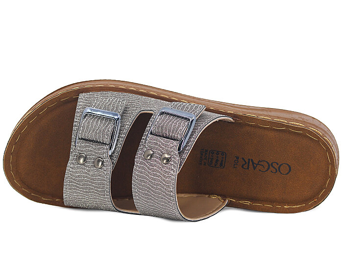 Oscar Zenne Z-360 Çift Toka Topuklu Günlük Terlik Füme - 2