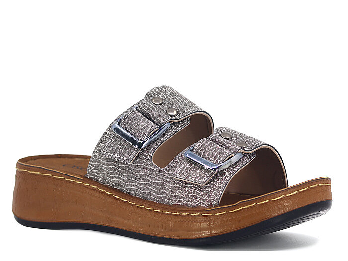 Oscar Zenne Z-360 Çift Toka Topuklu Günlük Terlik Füme - Oscar