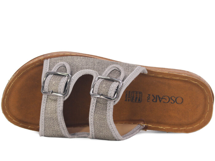 Oscar Zenne Z-367-3 Çift Toka Günlük Terlik Gri - Oscar (1)