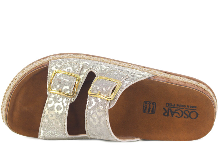 Oscar Zenne Z-456-3 Çift Toka Günlük Terlik Altın - Oscar (1)