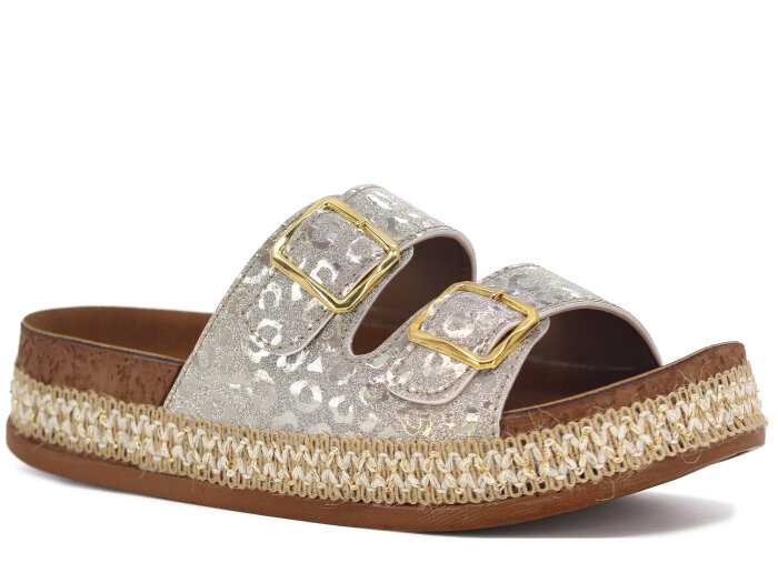 Oscar Zenne Z-456-3 Çift Toka Günlük Terlik Altın - 1