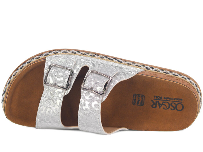 Oscar Zenne Z-456-3 Çift Toka Günlük Terlik Gümüş - Oscar (1)