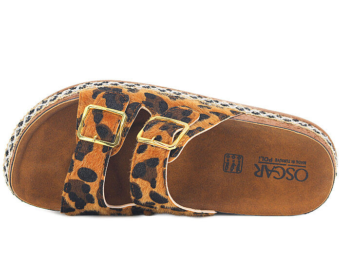 Oscar Zenne Z-472 Çift Toka Günlük Terlik Taba Leopar - Oscar (1)