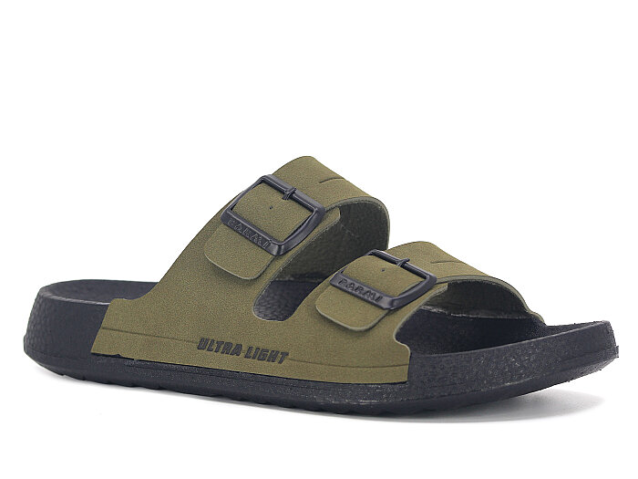 Parmi Merdane 26001 Çift Toka Kutulu Günlük Terlik Haki - 1