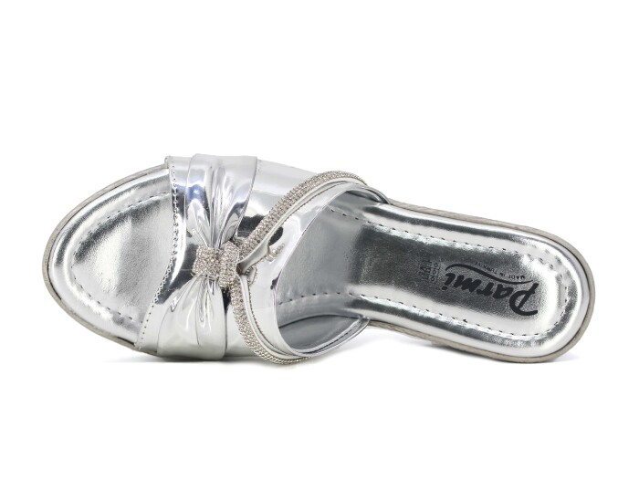 Parmi Zenne 11105 Yüksek Taşlı Kutulu Günlük Terlik Gümüş - Parmi (1)