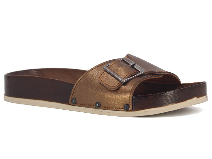 Parmi Zenne 19057 Tek Toka Ağaç Desen Kutulu Günlük Terlik Bakır - Parmi