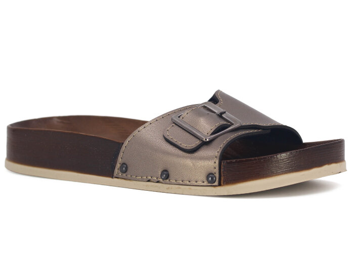 Parmi Zenne 19057 Tek Toka Ağaç Desen Kutulu Günlük Terlik Platin - 1