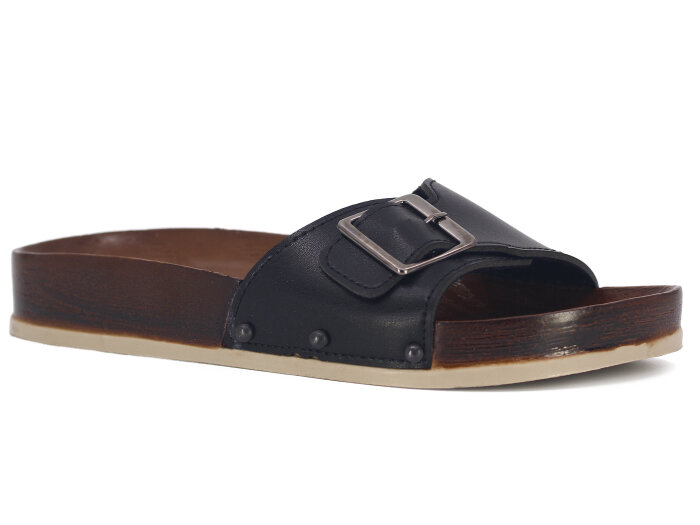 Parmi Zenne 19057 Tek Toka Ağaç Desen Kutulu Günlük Terlik Siyah - Parmi