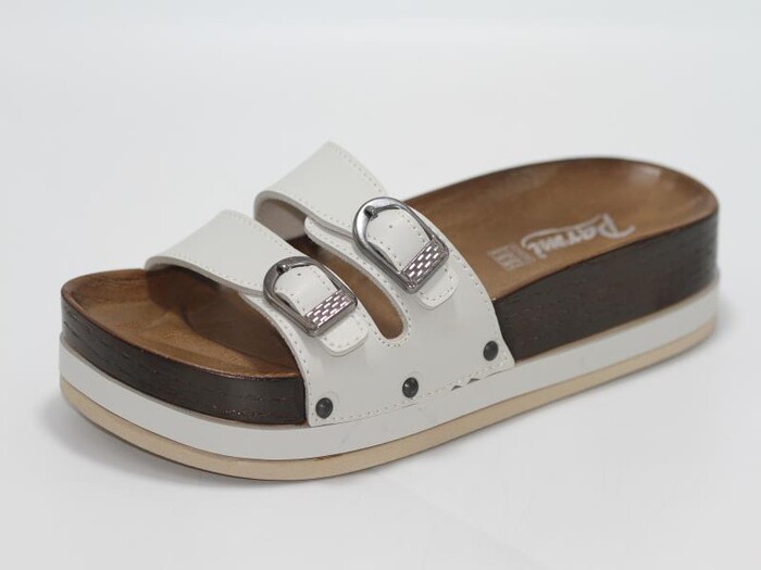 Parmi Zenne 21101 Çift Toka Ağaç Desen Kalın Günlük Terlik Bej - Parmi (1)