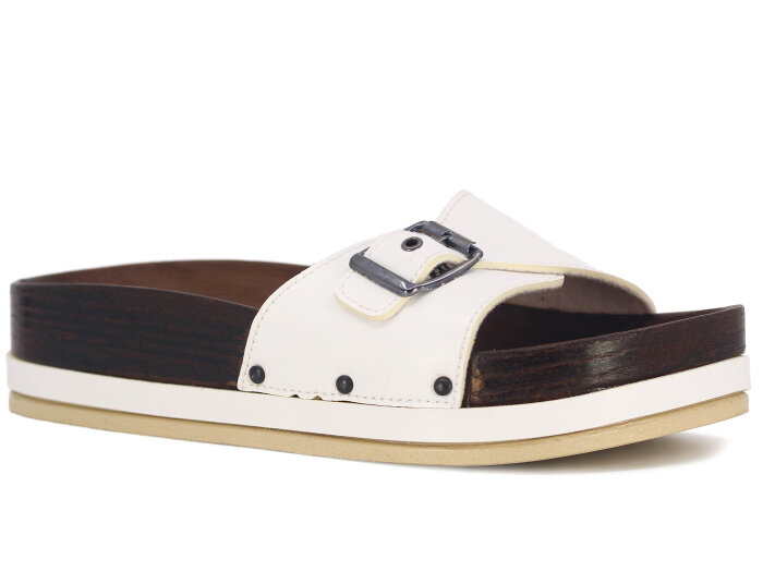 Parmi Zenne 21103 Tek Toka Ağaç Desen Kalın Günlük Terlik Beyaz - Parmi