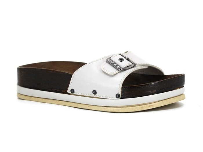 Parmi Zenne 21103 Tek Toka Ağaç Desen Kalın Günlük Terlik Beyaz - Parmi