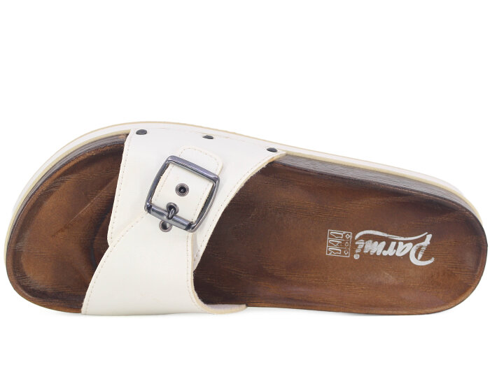 Parmi Zenne 21103 Tek Toka Ağaç Desen Kalın Günlük Terlik Beyaz - Parmi (1)