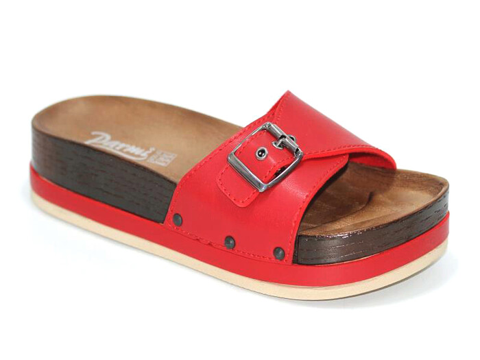 Parmi Zenne 21103 Tek Toka Ağaç Desen Kalın Günlük Terlik Kırmızı - 1