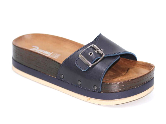 Parmi Zenne 21103 Tek Toka Ağaç Desen Kalın Günlük Terlik Lacivert 