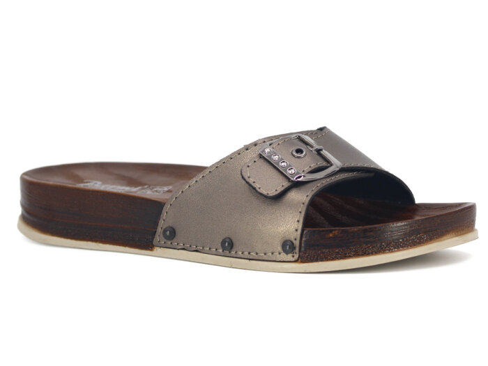 Parmi Zenne 21501 Ağaç Desen Tek Toka Poşetli Günlük Terlik Platin - 1