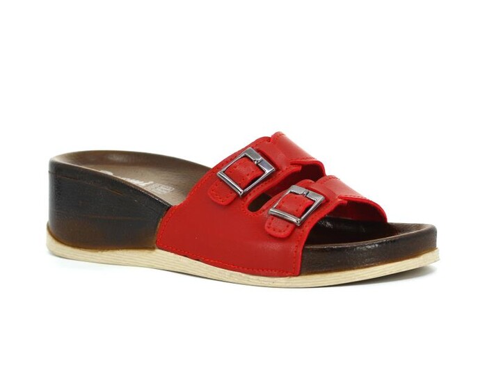 Parmi Zenne 22103 Ağaç Desen Çift Toka Yüksek Kutulu Günlük Terlik Kırmızı - Parmi