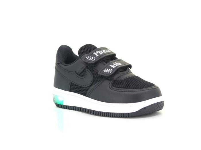 Phonex Bebe 59 Işıklı Cırtlı Anorak Spor Ayakkabı Siyah - Siyah - Phonex