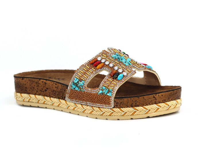 Pienn Zenne 20063.006 Taşlı Kutulu Günlük Terlik Bronz - 1