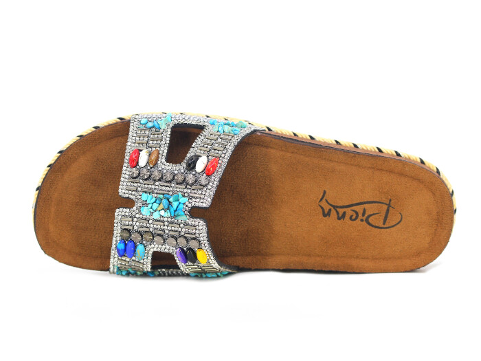 Pienn Zenne 20063.006 Taşlı Kutulu Günlük Terlik Füme - 2