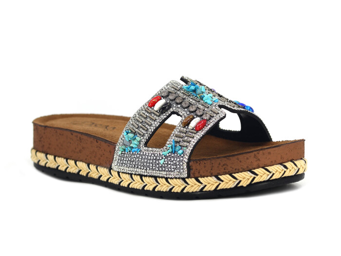 Pienn Zenne 20063.006 Taşlı Kutulu Günlük Terlik Füme - 1