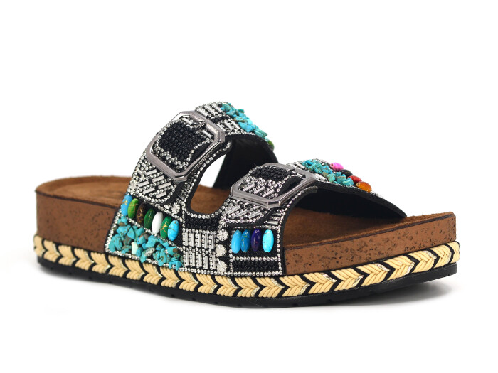 Pienn Zenne 20064.007 Taşlı Kutulu Günlük Terlik Siyah - Pienn