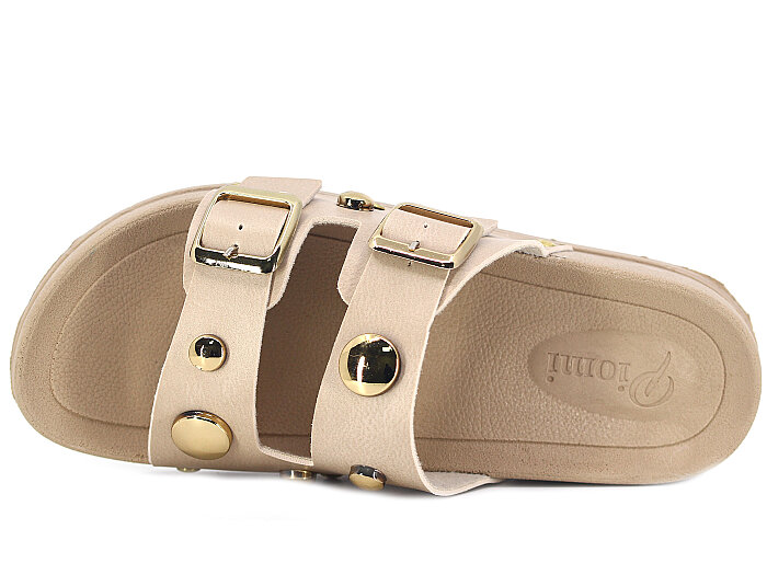 Piomi Zenne 130 Çift Toka Kutulu Günlük Terlik Bej - Piomi (1)