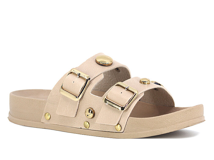 Piomi Zenne 130 Çift Toka Kutulu Günlük Terlik Bej 