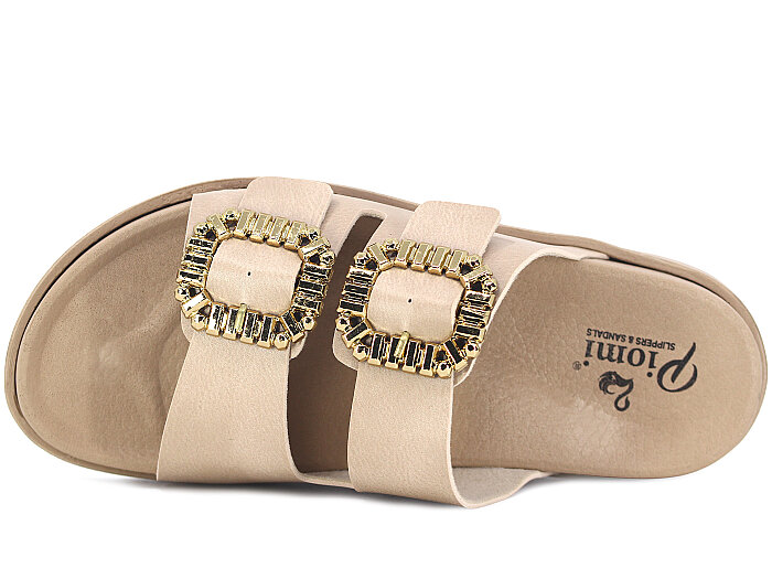 Piomi Zenne 3010 Çift Toka Kutulu Günlük Terlik Bej - Piomi (1)