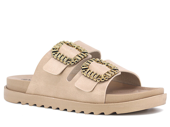 Piomi Zenne 3010 Çift Toka Kutulu Günlük Terlik Bej - 1