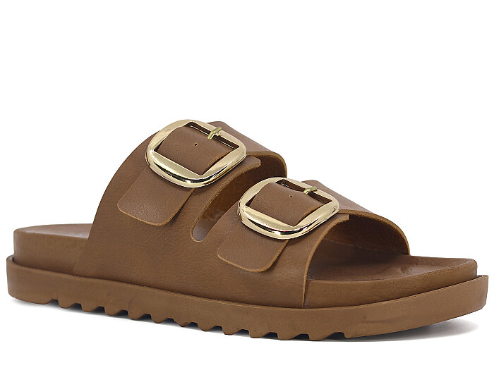 Piomi Zenne 3090 Çift Toka Kutulu Günlük Terlik Vizon - 1