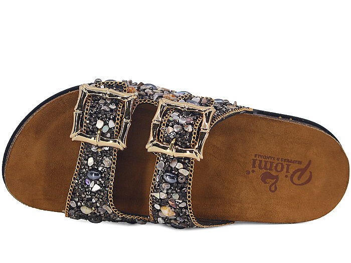 Piomi Zenne 7025 Çift Toka Kutulu Günlük Terlik Füme - Piomi (1)