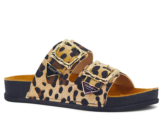 Piomi Zenne 7071 Çift Toka Kutulu Günlük Terlik Leopar - 1