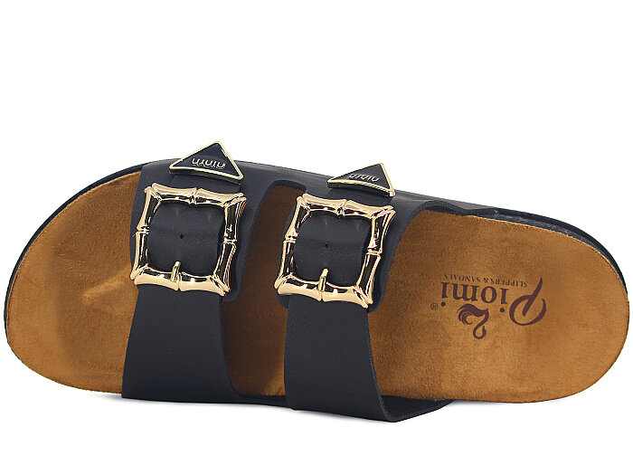 Piomi Zenne 7071 Çift Toka Kutulu Günlük Terlik Siyah - Piomi (1)