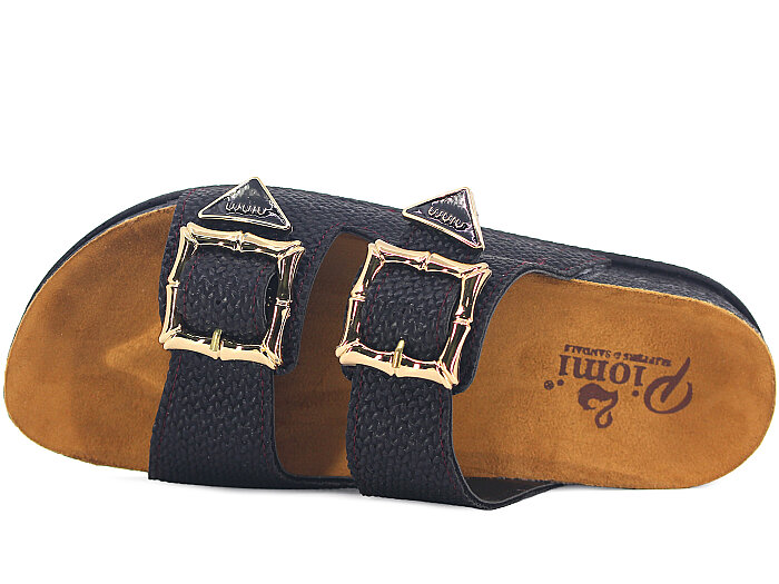 Piomi Zenne 7071 Çift Toka Kutulu Günlük Terlik Siyah Hasır - Piomi (1)