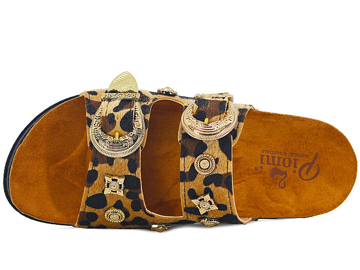 Piomi Zenne 7072 Çift Toka Kutulu Günlük Terlik Leopar - Piomi (1)