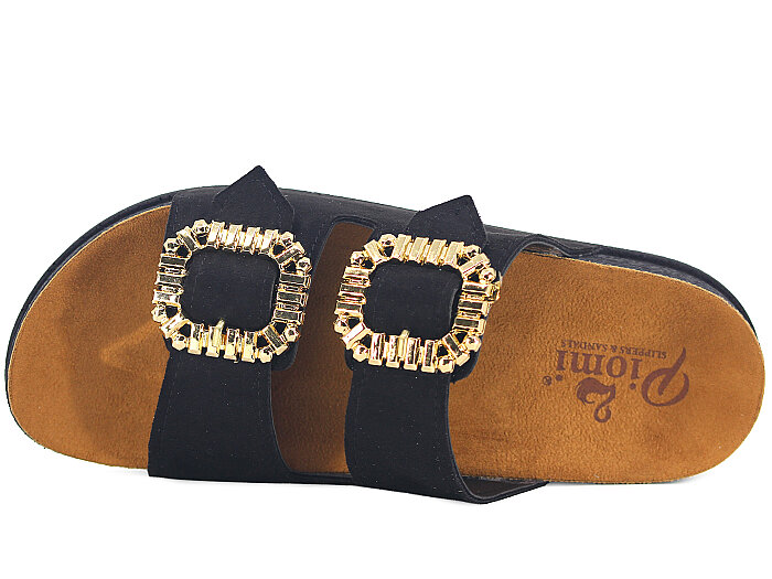 Piomi Zenne 7073 Çift Toka Kutulu Günlük Terlik Siyah - 2